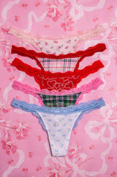 PINK x LoveShackFancy Wink Cotton Thong Panties - Pack of 5